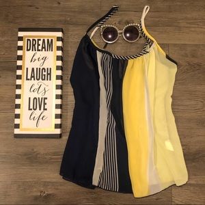 Anthropology 🌼 Entro Yellow & Navy Stripe Blouse